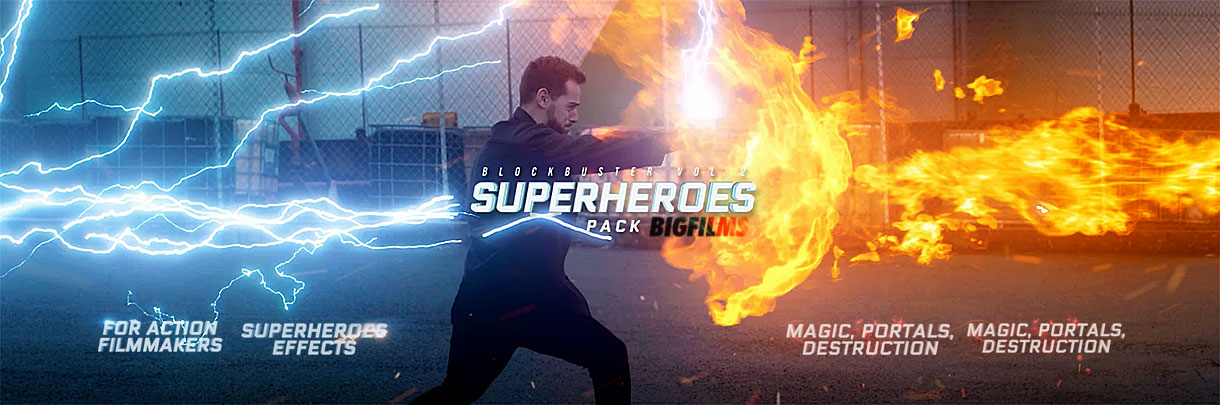 240+带透明通道的超能英雄电影特效合成视频素材合集：Bigfilms Blockbuster Vol 2 SUPERHEROES Pack